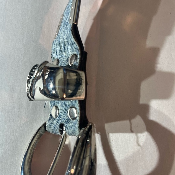 Denim silver western Boho artsy cowgirl cowboy light denim Y2K belt M/L - Picture 5 of 13